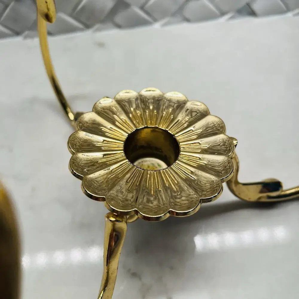 PartyLite Versailles Brass Taper candle Holder for hurricanes, vintage, decor.